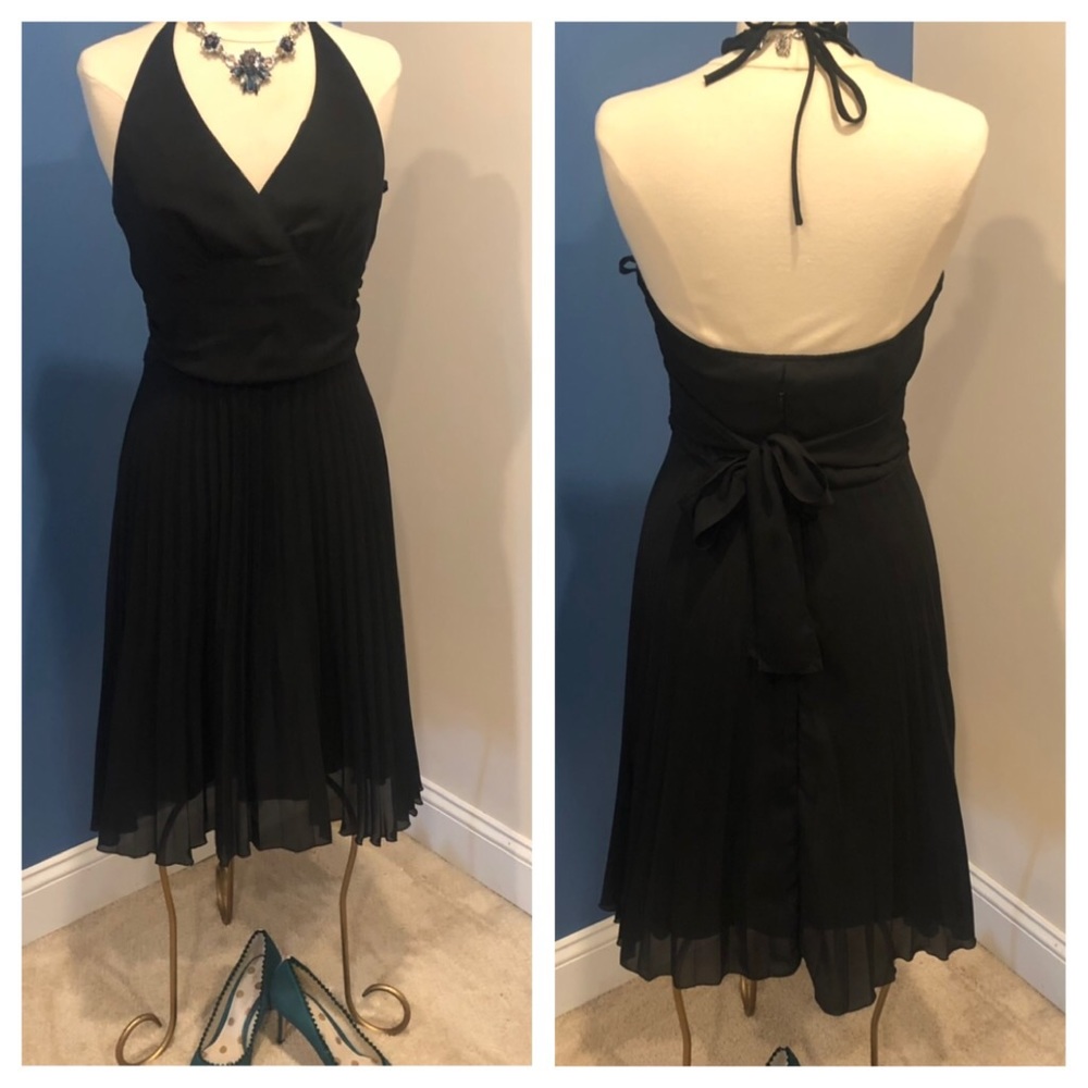 B.Moss black chiffon halter dress So sexy! Sz 6